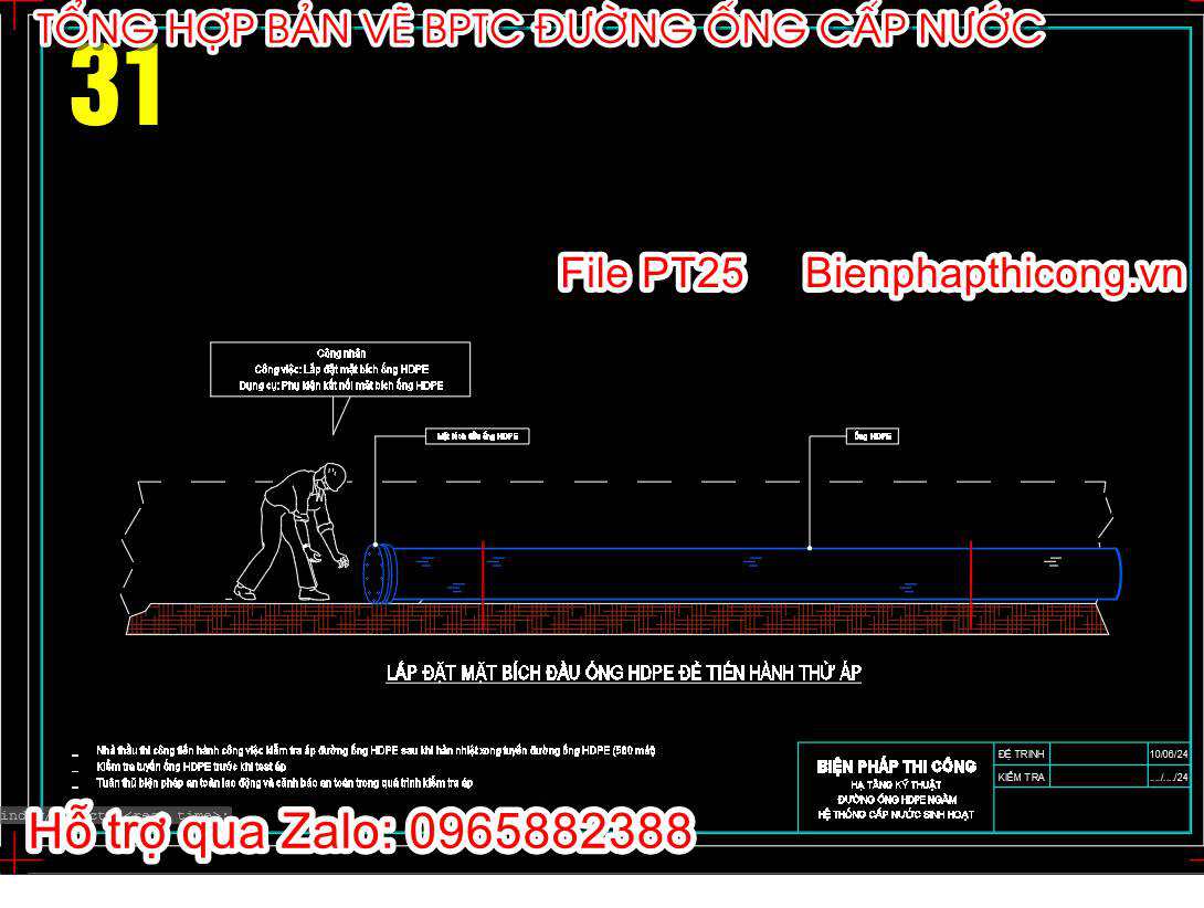 Lắp đặt mặt bích đầu ống HDPE