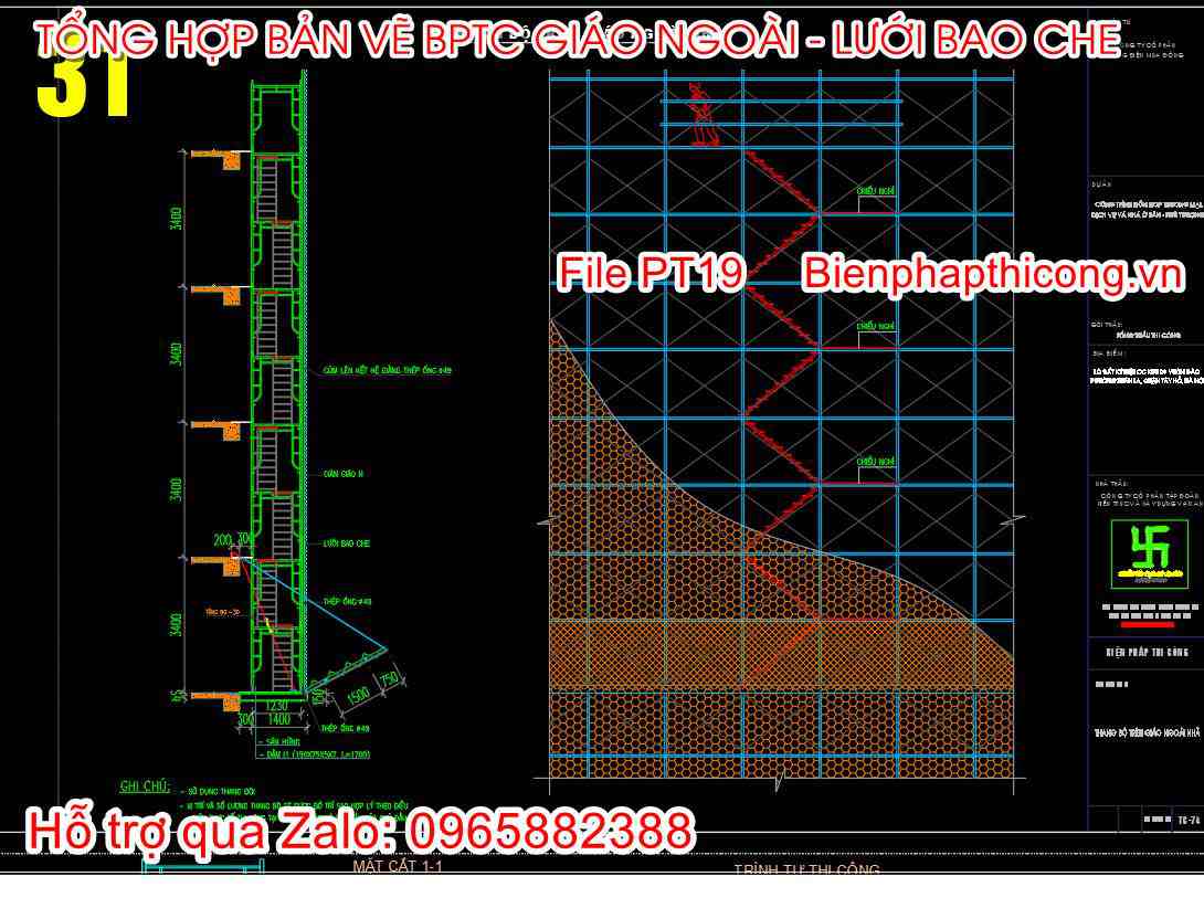 Thang bộ trên giàn giáo bao che cad.