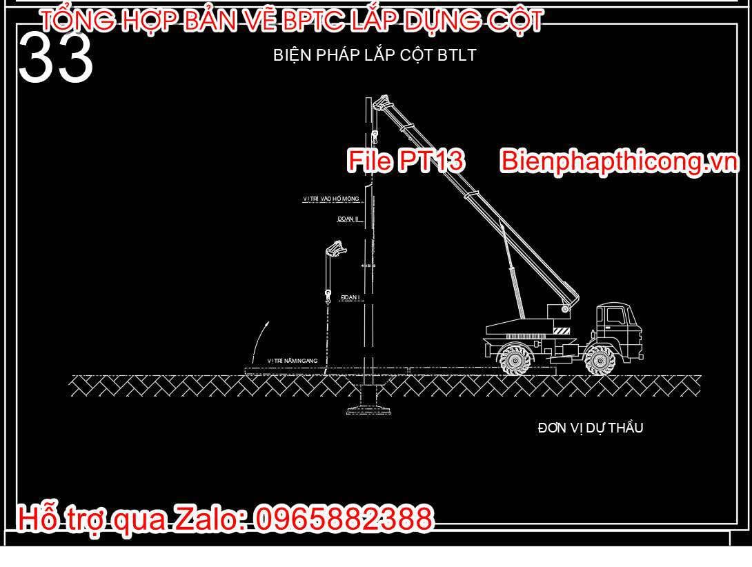 Bản vẽ biện pháp thi công lắp cột BTLT