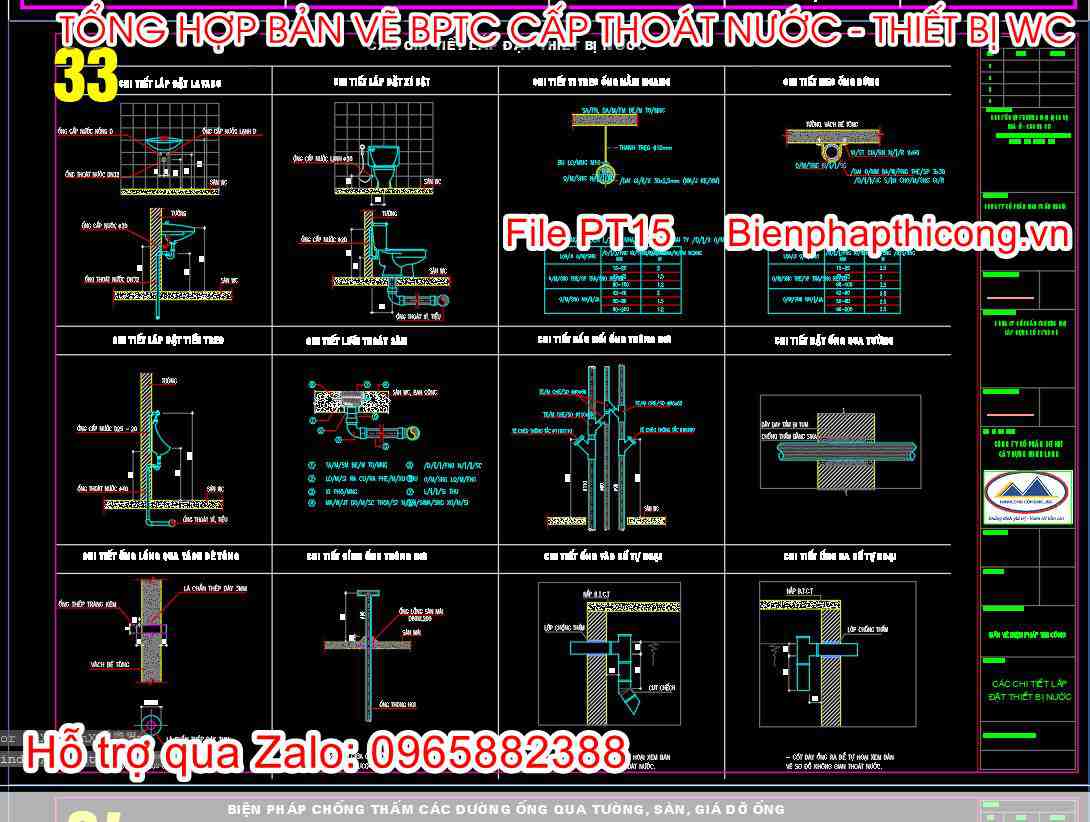 Chi tiết lắp đặt thiết bị nước cad.