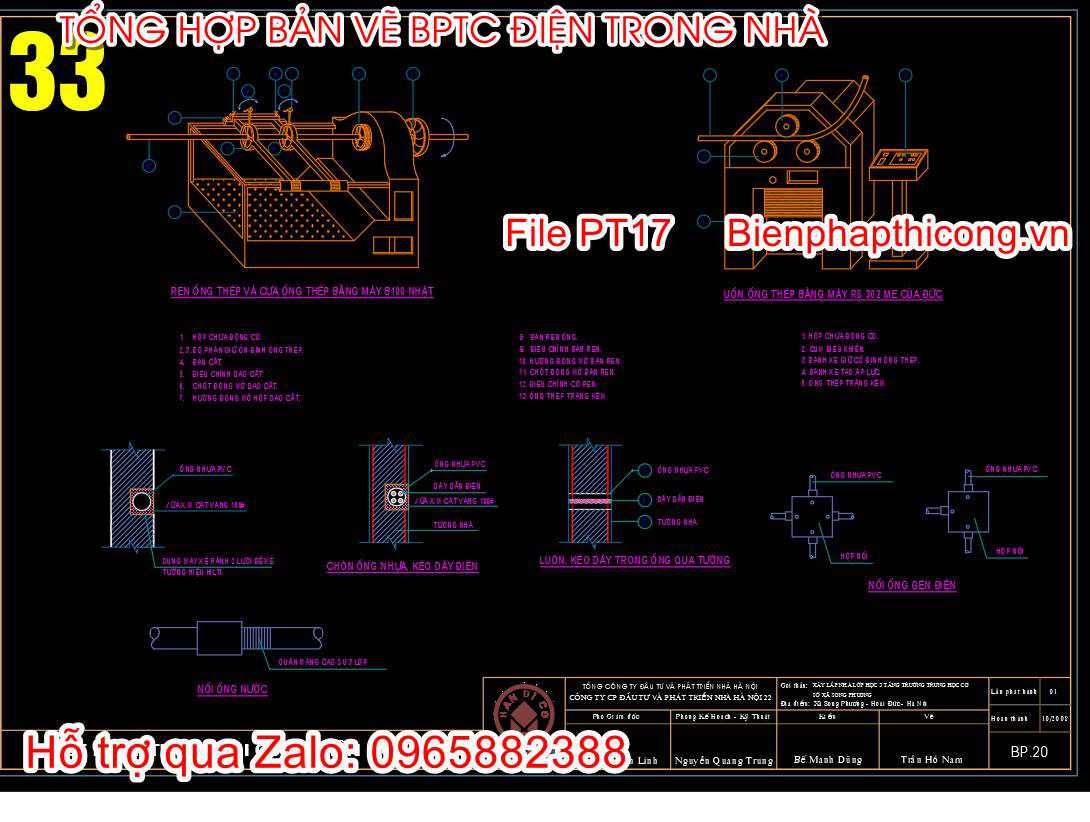 Mẫu bản vẽ biện pháp thi công điện.