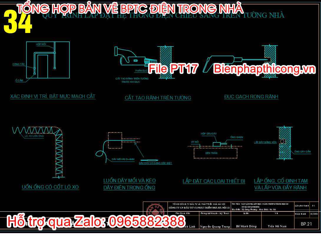 Bản vẽ biện pháp thi công điện âm tường.