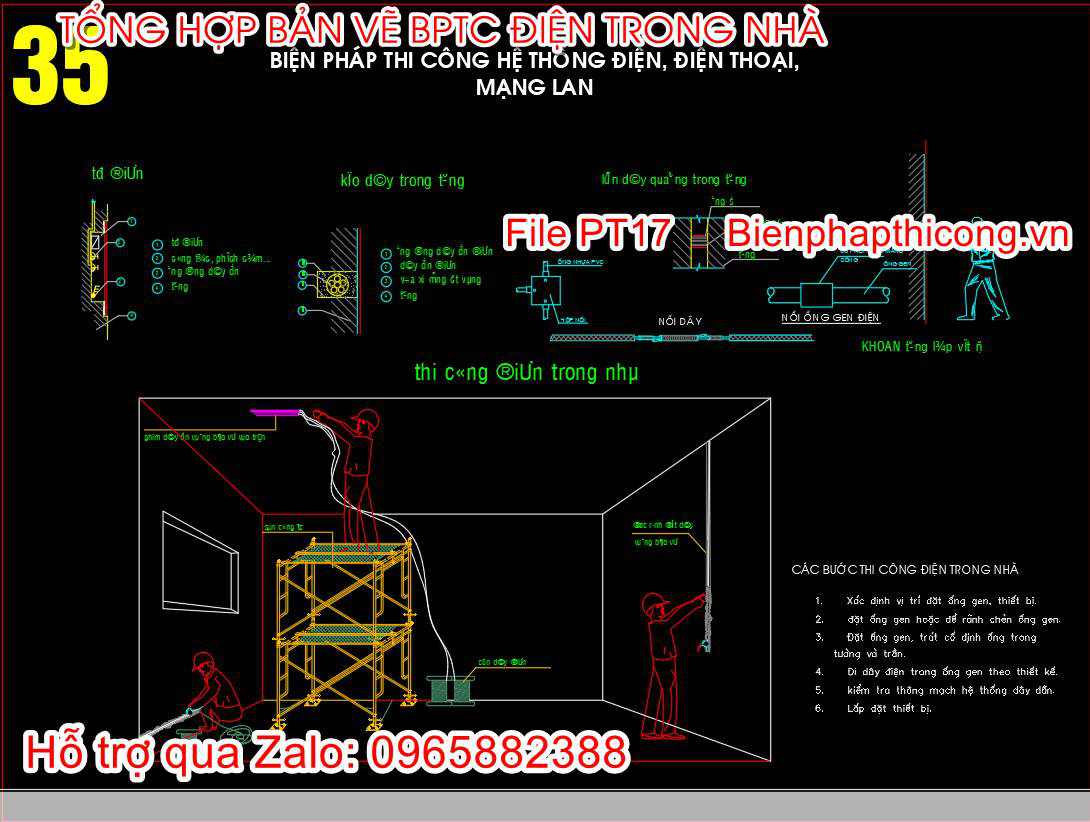 Bản vẽ biện pháp thi công điện thoại mạng lan.