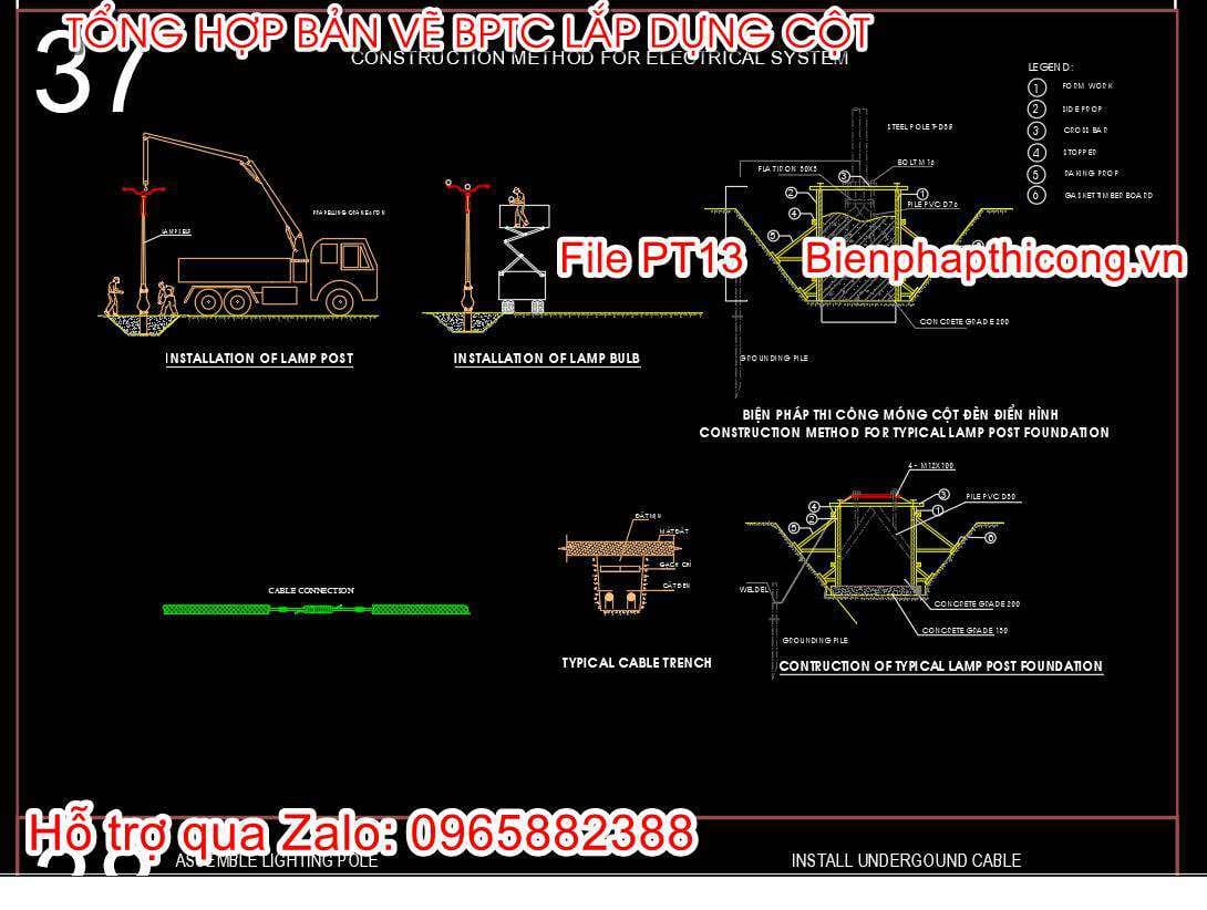 Bản vẽ bptc lắp dựng cột