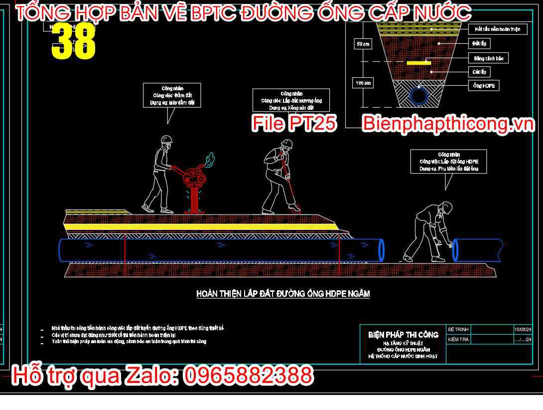 Hoàn thiện lắp đặt đường ống HDPE ngầm.