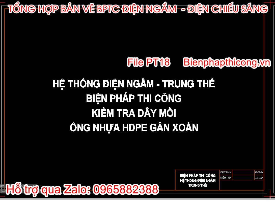 Bản vẽ biện pháp hệ thống điện ngầm trung thế, ống nhựa gân xoắn.