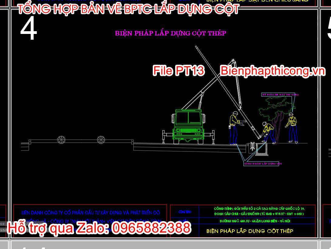 Bản vẽ biện pháp lắp dựng cột thép.