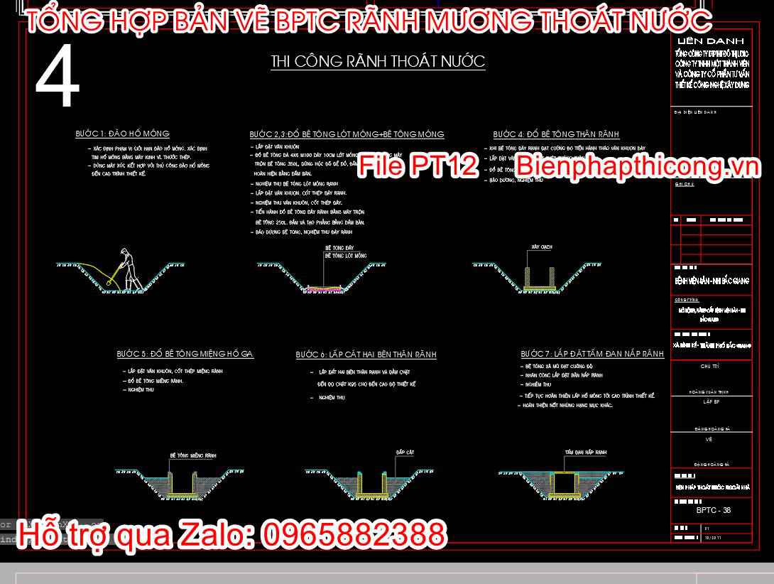 Bản vẽ bptc rãnh thoát nước.