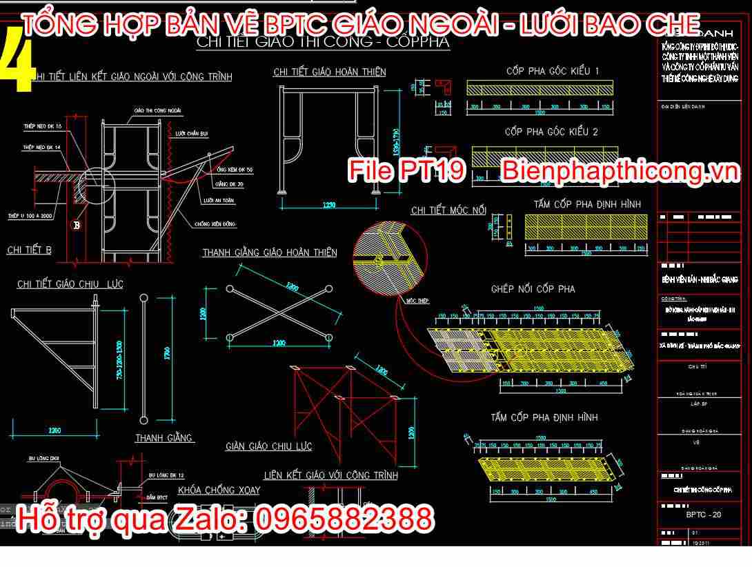 Bản vẽ chi tiết giáo thi công coppha.