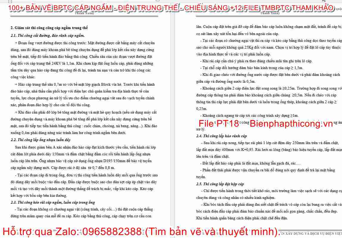 Thuyết minh biện pháp cáp ngầm trung thế.