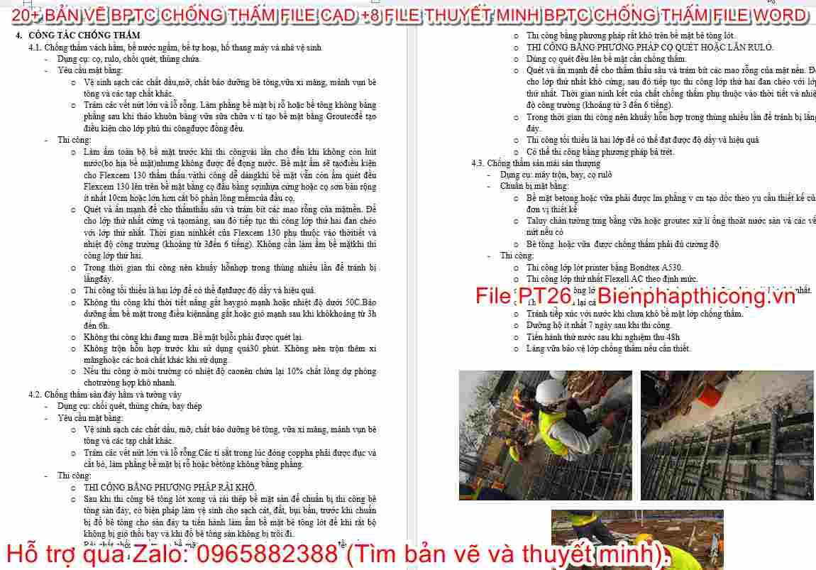 Thuyết minh biện pháp thi công chống thấm.