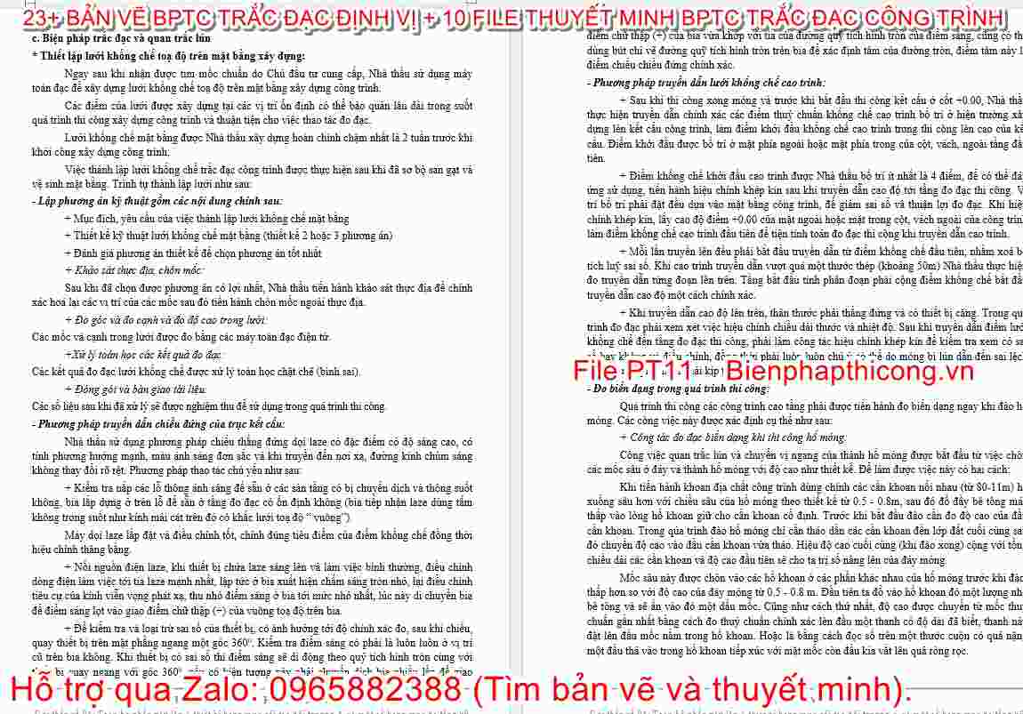 Thuyết minh biện pháp trắc đạc công trình.