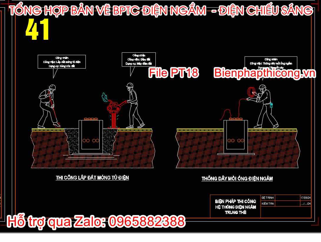 Bản vẽ biện pháp thi công lắp đất móng tủ điện.