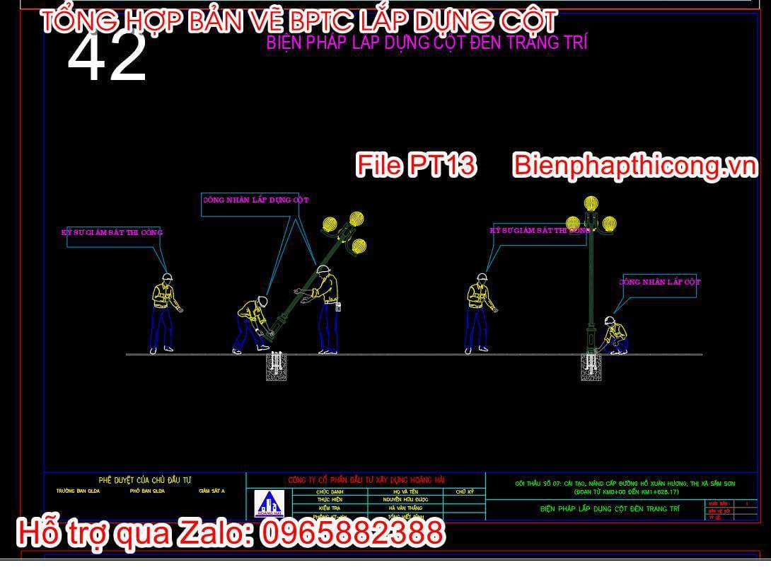 Biện pháp lắp dựng cột đèn trang trí.