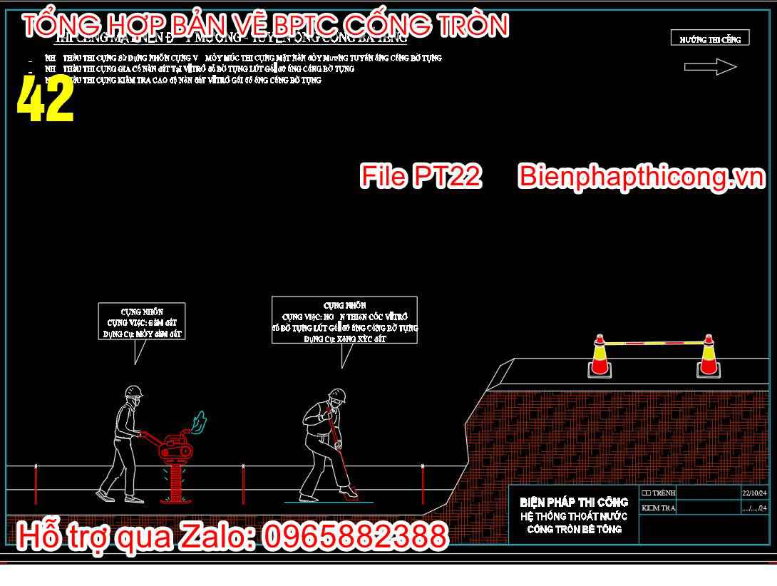 Thi công mặt nền đào mương tuyến ống cống bê tông.