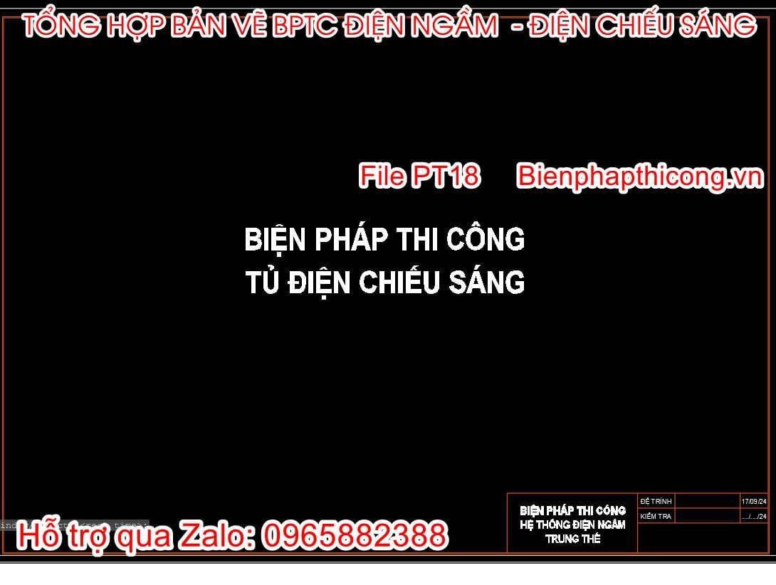 Bản vẽ biện pháp thi công tủ điện chiếu sáng.