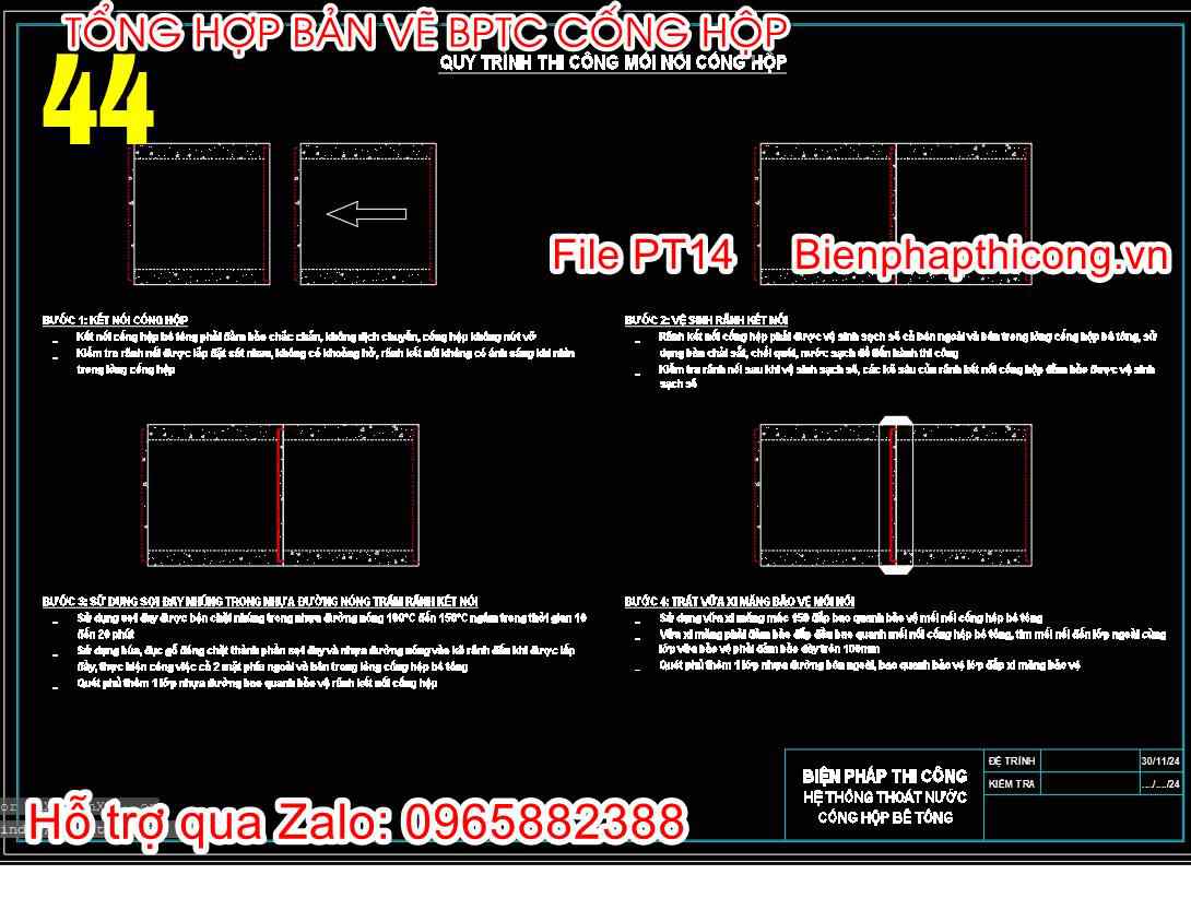 Quy trình thi công mối nối cống hộp.