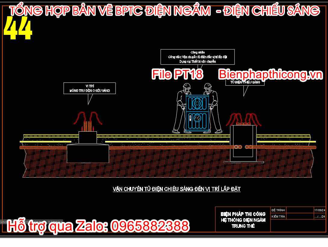 Vận chuyển tủ điện chiếu sáng đến vị trí lắp đặt.
