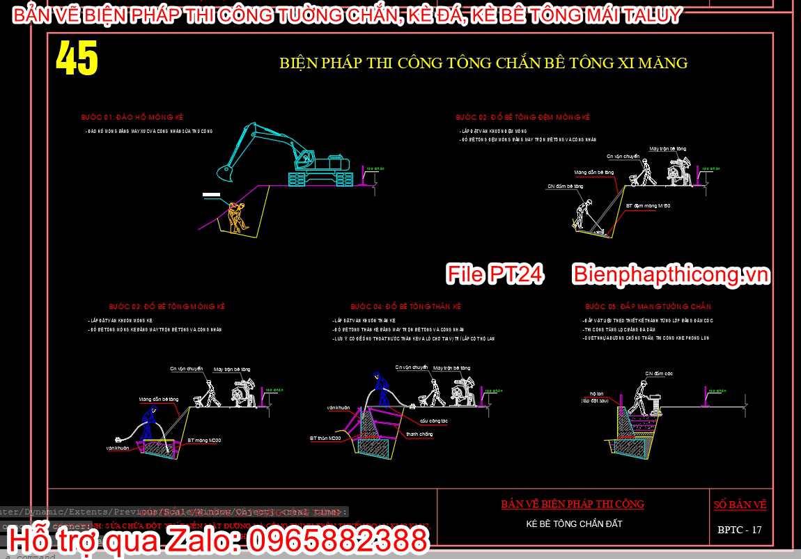 Biện pháp thi công tường chắn bê tông xi măng.