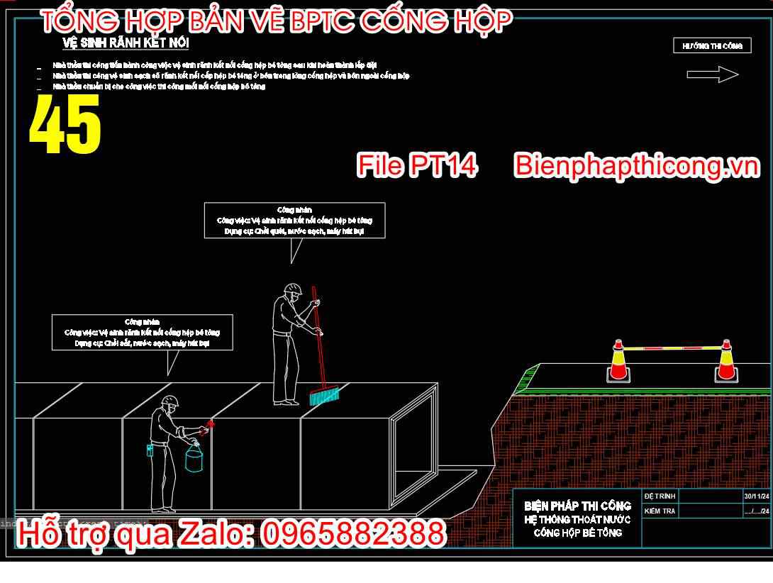 Vệ sinh rãnh kết nối cống hộp.