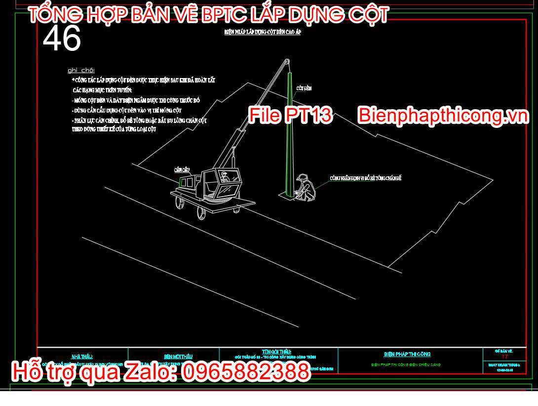 Biện pháp lắp dựng cột đèn cao áp.