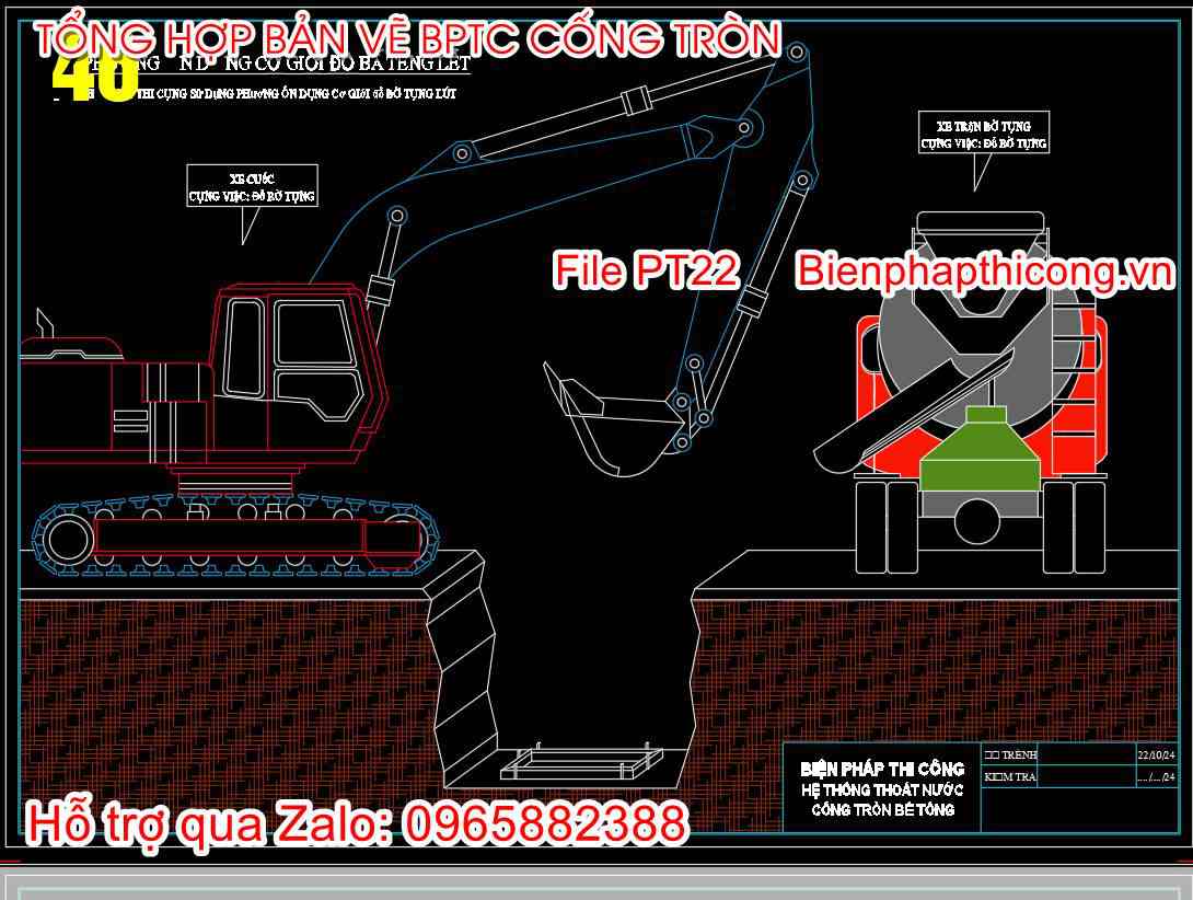 Phương án cơ giới đổ bê tông lót cad.