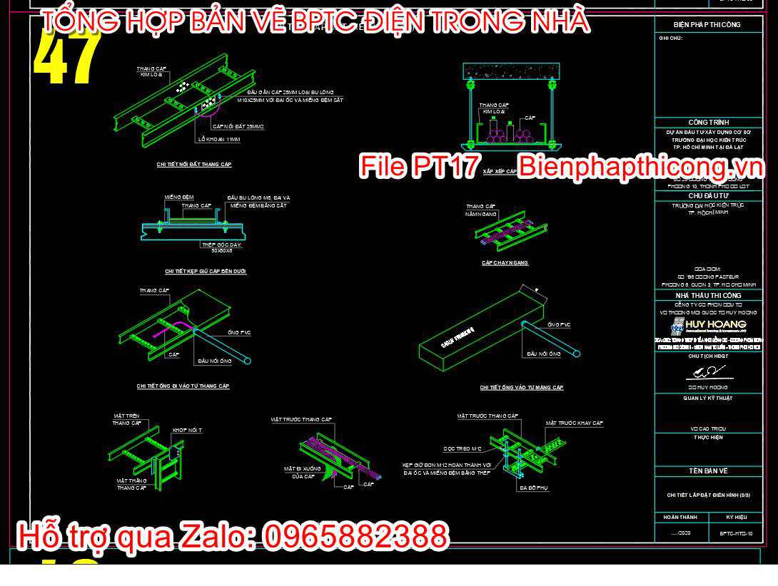 Bản vẽ chi tiết lắp đặt thang cap điển hình.