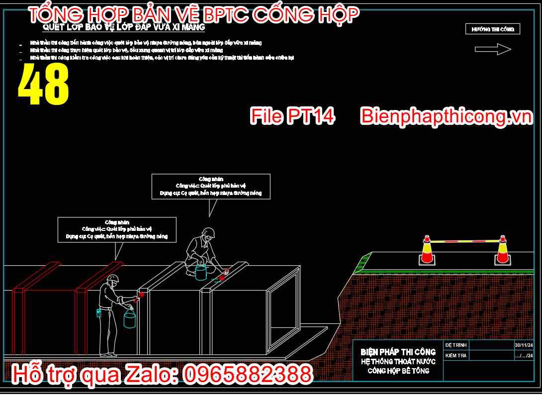 Quét lớp bảo vệ lớp đắp vữa xi măng.