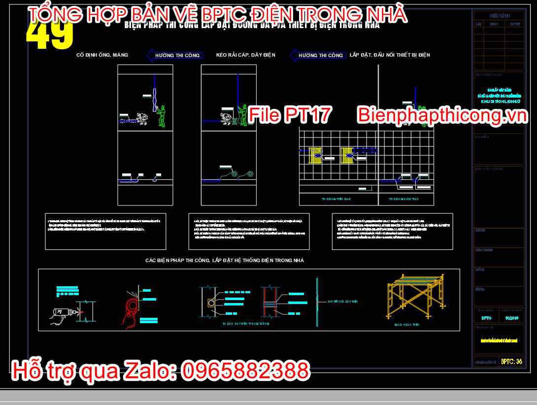 Bản vẽ biện pháp thi công lắp đặt điện trong nhà.
