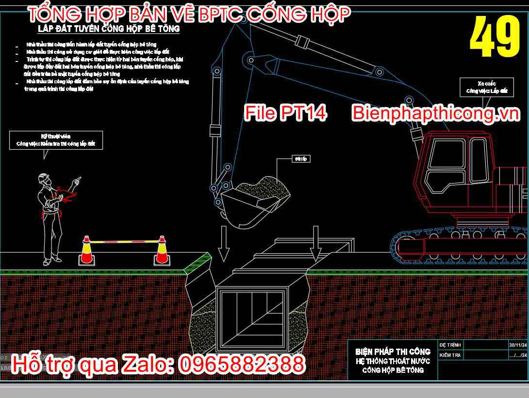 Lắp đặt tuyến cống hộp bê tông.