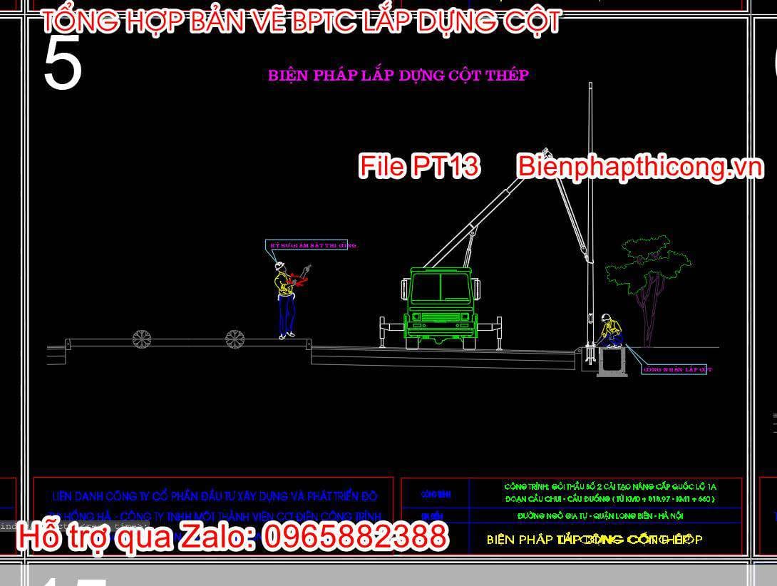 Bản vẽ biện pháp lắp dựng cột thép.