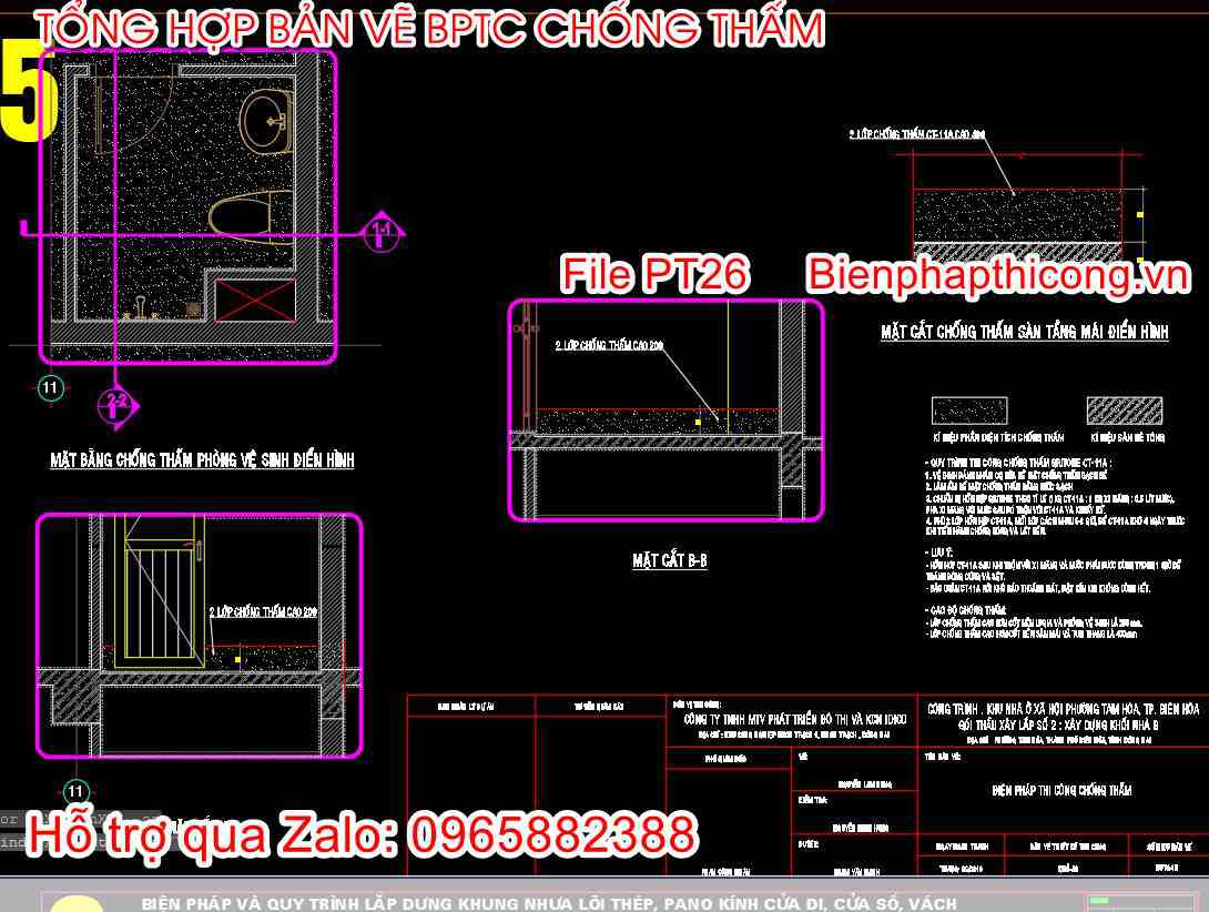 Mẫu bản vẽ biện pháp thi công nhà vệ sinh.