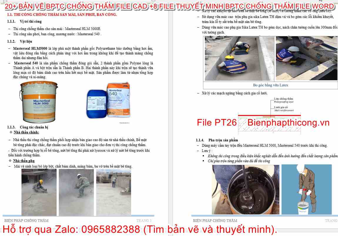 Thuyết minh biện pháp chống thấm sàn mái, sân phơi ban công.