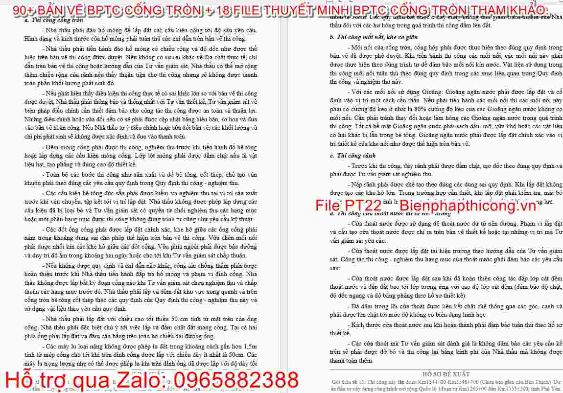 File word thuyết minh biện pháp thi công cống tròn.