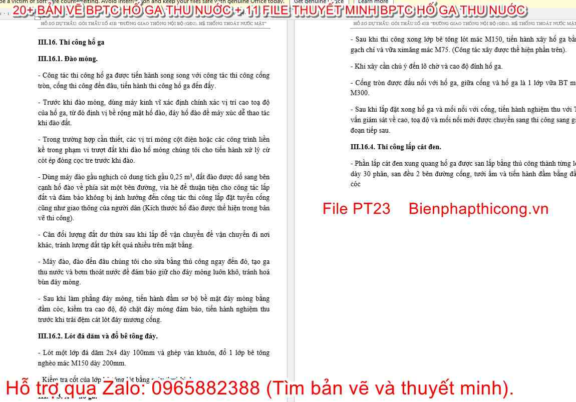 Thuyết minh biện pháp thi công hố ga.