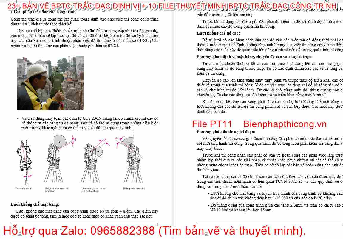 Thuyết minh giải pháp trắc đạc cho công trình.