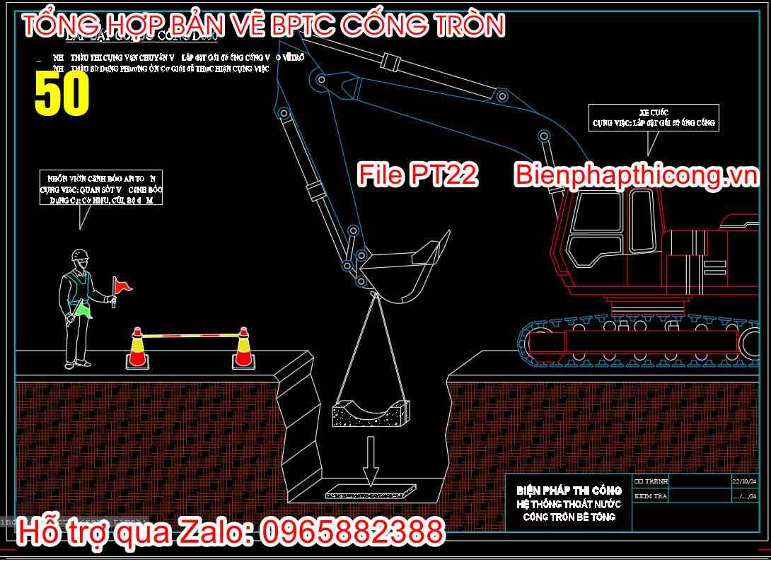 Lắp đặt gói đỡ cống cad.