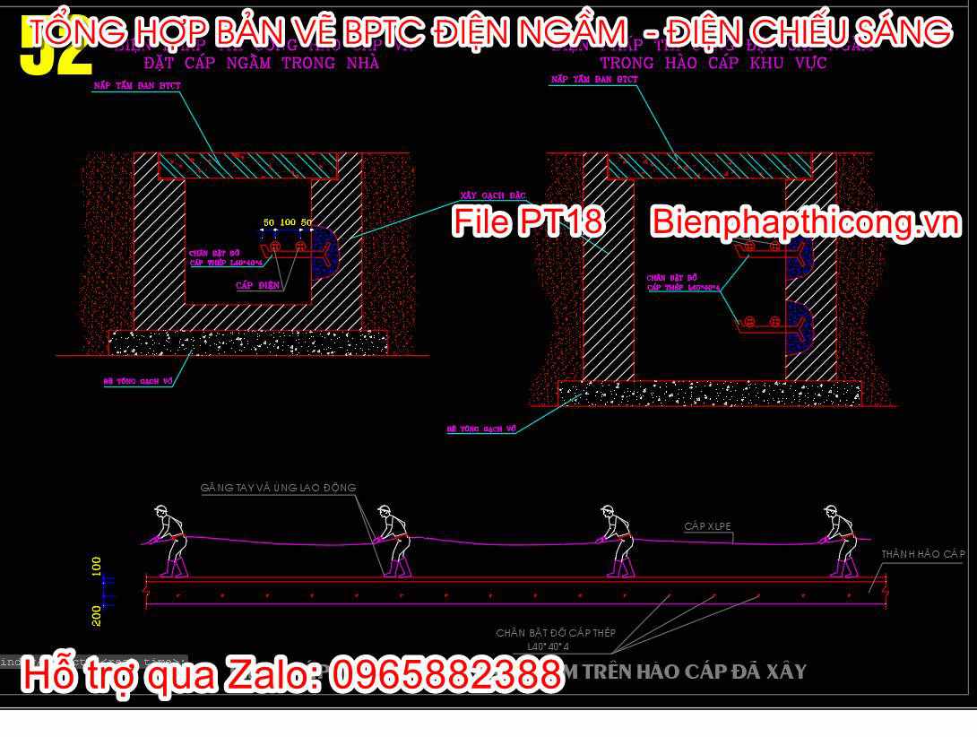 Biện pháp thi công đặt cáp ngầm hào cáp mương cáp.