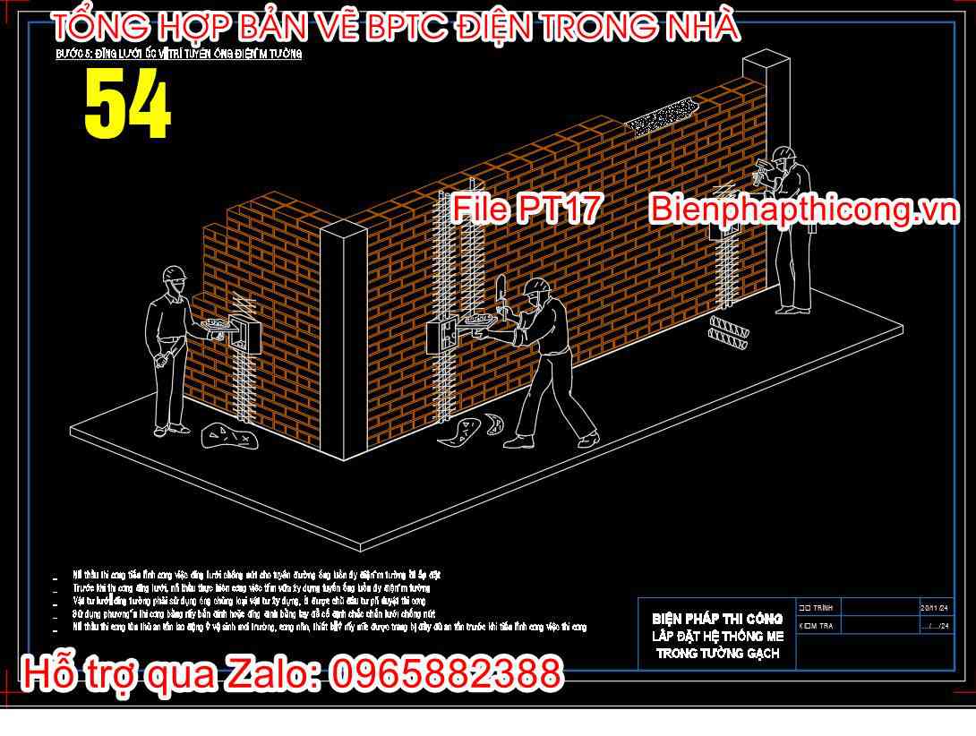 Bản vẽ bptc lắp đặt hộp điện âm tường.