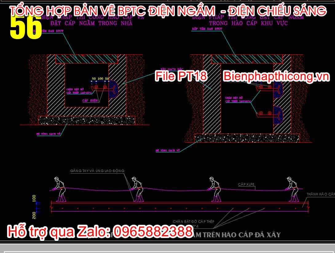 Bản vẽ biện pháp thi công hào cáp.