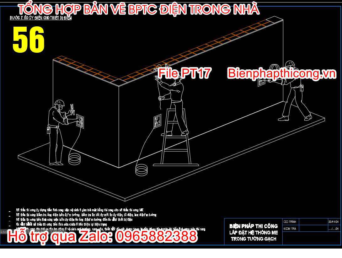 Kéo dây điện cho thiết bị điện.