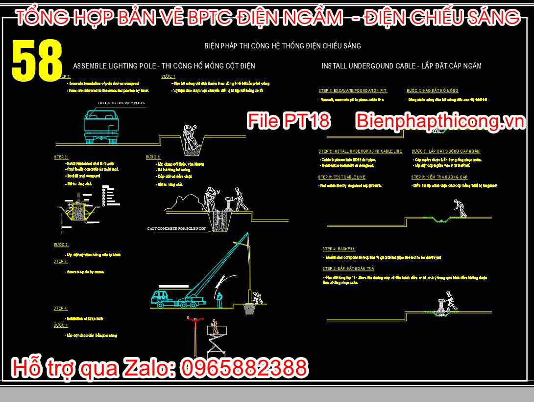 Biện pháp thi công hệ thống điện chiếu sáng.