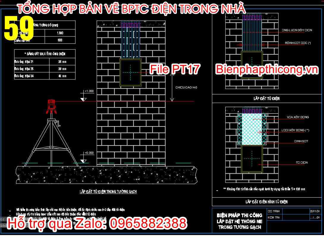 Bản vẽ biện pháp thi công lắp đặt tủ điện.