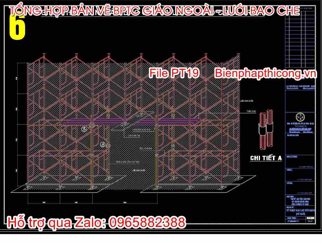 Bản vẽ biện pháp dàn giáo bao che và lối ra công trình.