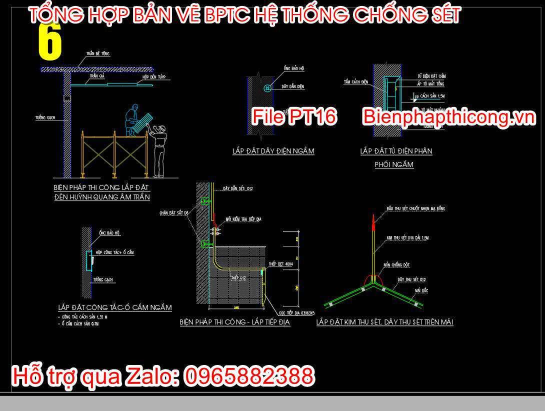 Biện pháp thi công lắp đặt tiếp địa kim thu sét.