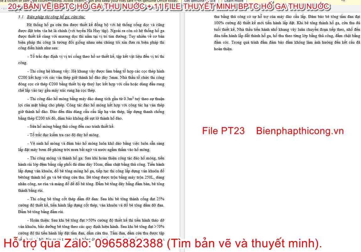 File thuyết minh biện pháp thi công hố ga.