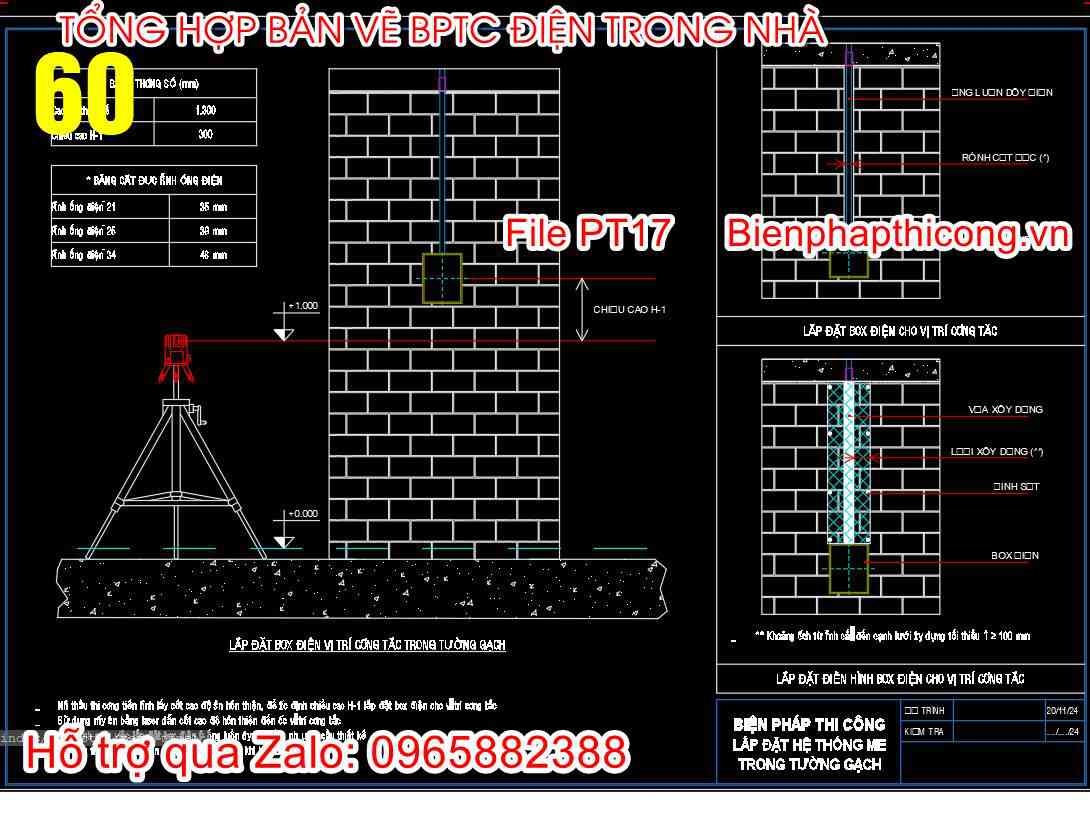 Lắp đặt box điện vị trí công tắc