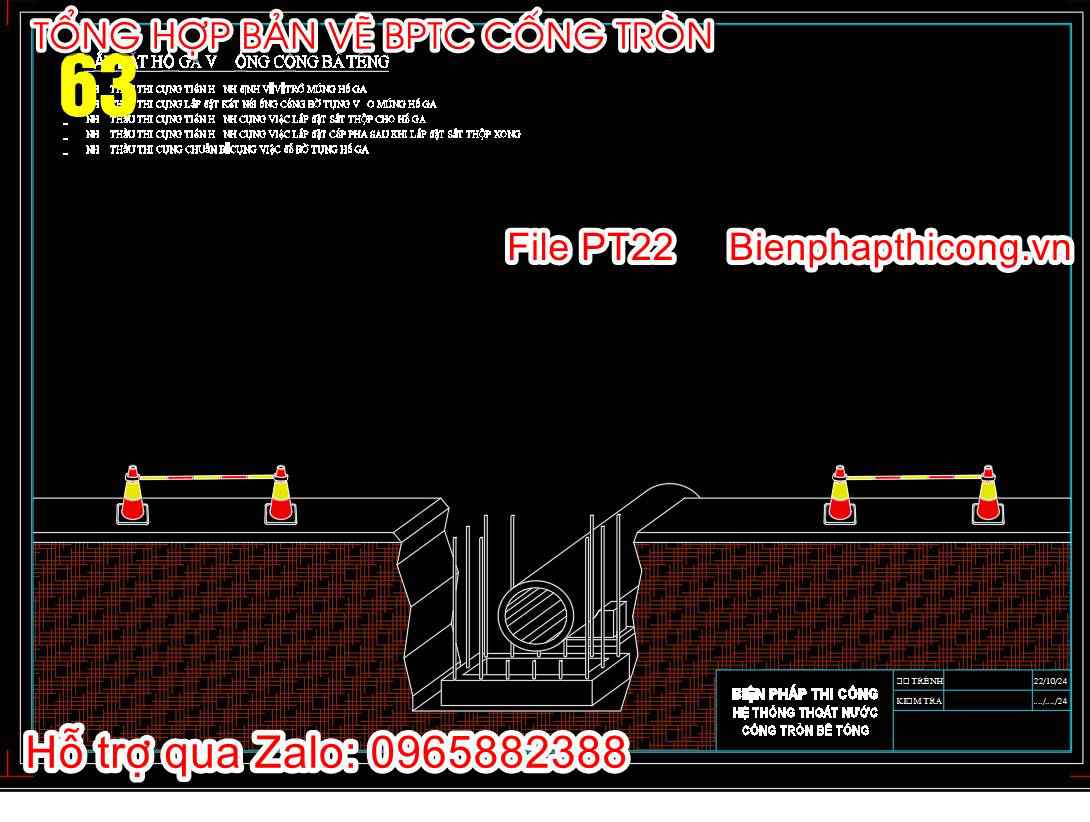 Lắp đặt hố ga và ống cống bê tông cad.