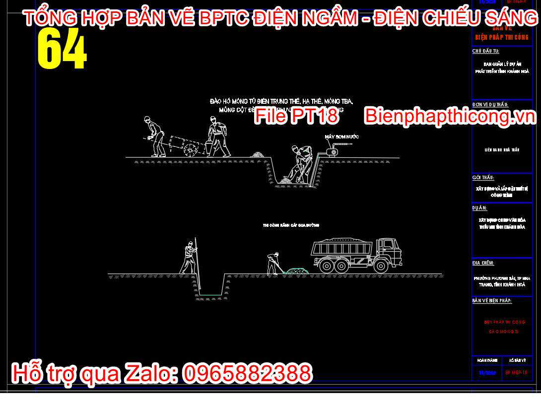 Đào hố móng điện trung thế hạ thế trạm biến áp.
