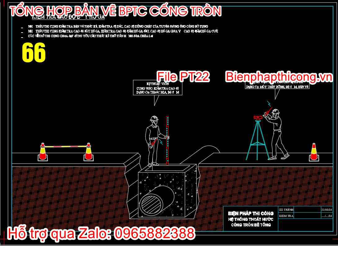 Biện pháp kiểm tra cao độ đáy hố ga cad.